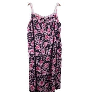 Vintage 90s Only Necessities Floral Sleep Dress Womens 2X Ribbon Lace Coquette